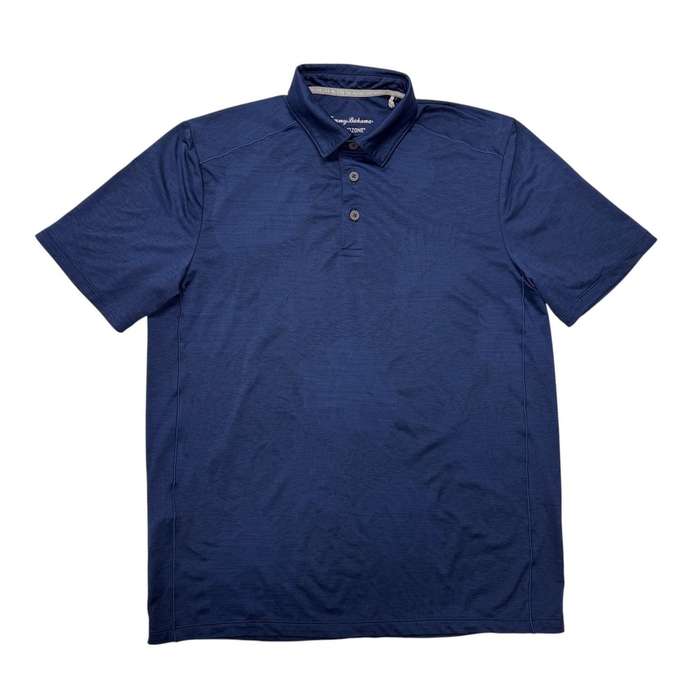 Tommy Bahama IslandZone Polo Shirt Mens Small Navy‎ Blue Palm Print ST225772